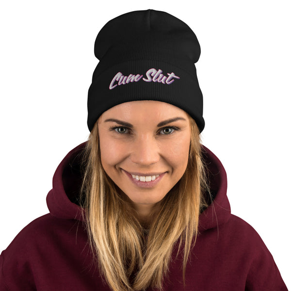 Cum Slut Embroidered Beanie - My Tiny Hole