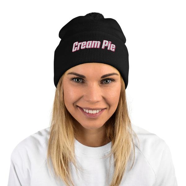 Cream Pie Pom-Pom Beanie